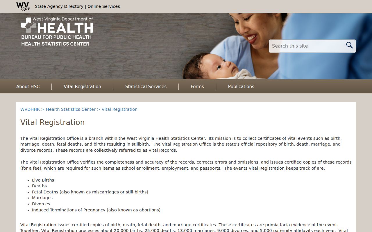 Bridgeport resident lookup through West Virginia Vital Registration